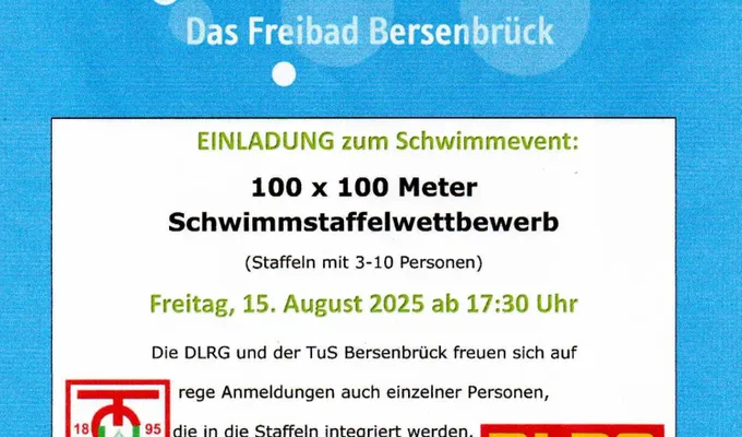 100 x 100 Meter Schwimmstaffelwettbewerb 
