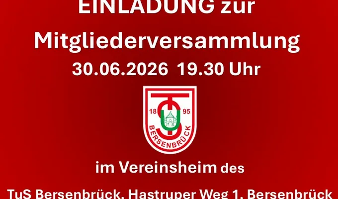 Einladung zur Mitgliederversammlung am 30.06.2026 19:30 Uhr